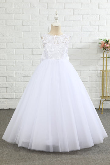 Vestido de menina flor sem mangas branca com arco